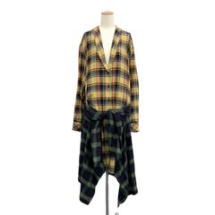 DRIES VAN NOTEN ドリスヴァンノッテン ドッキングシャツ ワンピース チェック イエロー×グリーン 38 202-11058-1211-977