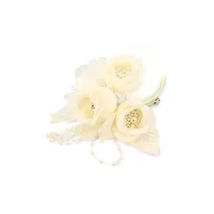 [クレインズコレクション] 手作り 三つ花ローズ コサージュ ブローチ ピン フォーマル シーンや エレガント な装いに ホワイト