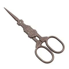 LIVINGO ヴィンテージ刺繍はさみ, レトロ 小さな鋭いチタン刃 クロスステッチはさみ 可愛いデザイン アンティーク風 細いハサミ 工芸 裁縫 DIYツール 14cm 0