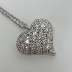 【中古】ティファニー TIFFANY　ピンチドクローズ ハートネックレス ダイヤ Pt950
