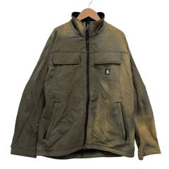 カーハート Carhartt L相当 ナイロンジャケット ワークジャケット 内側フリース フェイド カーキ 古着 Z042