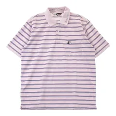 サイズ：L BLACK&WHITE ブラックアンドホワイト  半袖ポロシャツ ボーダー柄 ピンク系 [240101437122] ゴルフウェア メンズ ストスト