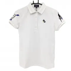 【新品】パーリーゲイツ 半袖ポロシャツ 白×ネイビー ロゴ刺しゅう 感電ニコちゃん レディース 0(S) ゴルフウェア PEARLY GATES