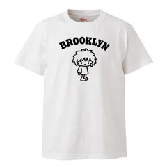 Tシャツ メンズ 半袖 白 ホワイト BROOKLYN キッズイラスト かわいい ウッドグリーン(WOOD GREEN)
