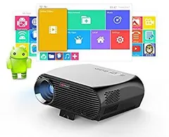 【中古】LCD LED 3200ルーメンスマートアンドロイドマルチスクリーンホームシアターシネマHDMI USB LEDポータブルWIFI Bluetoothムービービデオプロジェ