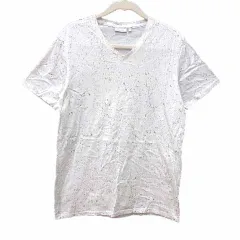 カルバンクライン CALVIN KLEIN Tシャツ カットソー Vネック 総柄 半袖 M 白 ホワイト グレー /YKのサムネイル