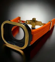 オレンジ×ゴールドブラック★49mm apple watch ultraアップルウォッチラバーメタルカバーセット　ウルトラ　49ミリ用　カスタム ultra1/2/3