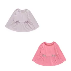 新品　『Seraph セラフ』ペプラムデザイントップス　100cm　120cm【ベビー キッズ ジュニア】トップス　S111035　トレーナー　Tシャツ　ピンク　パープル　ラベンダー　長袖　　シンプル　ナチュラル　女の子　女子　子供服のサムネイル