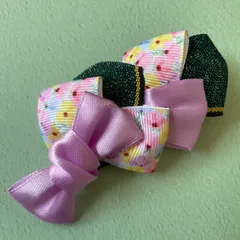 畳縁とリボンのヘアピン　ピンク　サテンリボン　ヘアピン　ヘアクリップ