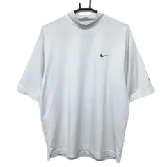 ★特価★ナイキ 半袖ハイネックシャツ 白×ライトブルー 細ボーダー タイガーウッズ DRI-FIT メンズ M ゴルフウェア NIKE