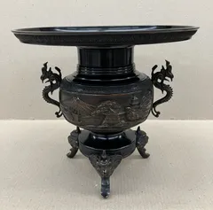 ♢鶴花紋  薄端  花器  銅製 Yahoo!オークション -「薄端 銅」の落札相場・落札価格