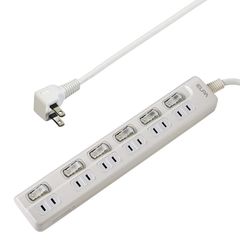 エルパ(ELPA) スイッチ付タップ コンセント 延長コード LED 上差し 6個口 3ｍ WLS-LU63EB(W)