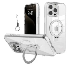 【在庫処分】12miniカバー アイフォン 5.4 カメラレンズ保護 黄変防止 インチ 指紋防止 全透明 耐衝撃 ケースワイアレス充電対応 米軍MIL規格 縦横両対応 ケース【MagSafeリング・スタンド一体】丸型スタンド付きマグネット搭載 ストラップホール