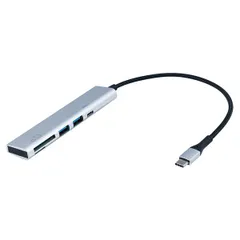 Digio2 Type-C USB3.2Gen1 3ポート アルミコンボハブ SDCRW付 COM-C3SD143SL シルバー