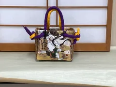 一閑張り　一閑張りバッグ　古文書　和紙　般若　モスリン　歌集　笹　大正　着物 一閑張り 一閑張りバッグ 古文書 和紙 三味線を弾く骸骨 大正