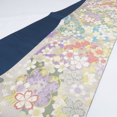 お召し 御召 着物 中古 正絹 袷 セミフォーマル 黒色 朽葉色