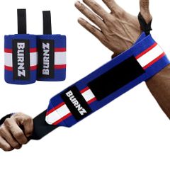 【数量限定】筋トレ ウエイトトレーニング 左右セット リストバンド 手首固定 ［BurnZ］リストラップ 60cm (ブルー)