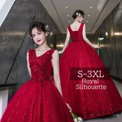 パーティドレス 大きいサイズ イブニングドレス レッド 赤 ノースリーブ 結婚式 ワンピース レース パーティー お呼ばれ S M L XL LL 2XL XXL 3XL XXXL 着痩せ 謝恩会 プリンセス パフォーマンス ロング丈 チュール ラメ 花