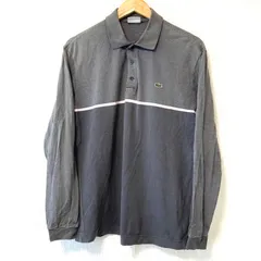 日本製◎ (^w^)b LACOSTE ラコステ ハーフボタン 長袖 ポロシャツ コットン100% カットソー golf ゴルフ トップス カジュアル ロゴワッペン ワニ グレー メンズ 男性 紳士 サイズS