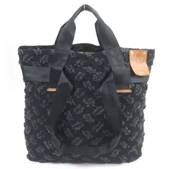 美品□Vivienne Westwood ヴィヴィアンウエストウッド レザーパッチ付き 2WAY 大型 キャンバス トートバッグ ハンドバッグ ブラック 日本製 メンズ