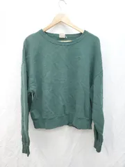 ◇ Champion チャンピオン プルオーバ ロゴ刺繍 カジュアル 長袖 トレーナー サイズLARGE グリーン レディース P  【1405090019649】