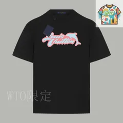 【今日特価】Louis Vuitton Cartoon Dolphin Logo Print Cotton T シャツ-1