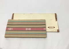 半幅帯/美品/未使用/ベージュ×ピンク×茶×水色/八重山ミンサー/伝統工芸品/綿/ゆかた/紬/着物/銀座もとじ/女物/一重仕立て【ゆずりは】9771