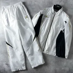 MIZUNO ミズノ / 吸湿発熱 ブレスサーモ ウォーマーシャツ ＆ パンツ ナイロン ジャージ ウインドブレーカー ジャケット パンツ 上下 セットアップ / メンズ L / 白 防寒 スポーツ