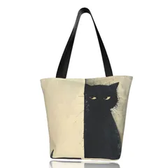 【特価商品】和風 和柄 猫 絵 ネコ柄 ショルダーバッグ トートバック レディース メンズ 大容量 マイクロファイバー かわいい [DADABULIU] 通勤 通学 軽量 おしゃれ エコバッグ