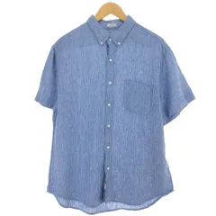 古着 ジェイクルー J.Crew CLASSIC ストライプ柄 半袖 リネン ボタンダウンシャツ メンズL相当/eaa485117