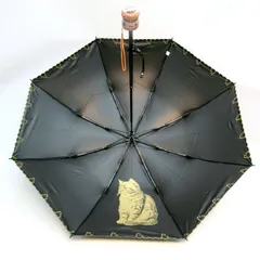 【晴雨兼用折りたたみ傘】裾猫刺繍＆裏面猫プリント※色を選んで下さい