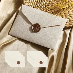 NOELAMOUR 洋2封筒 おしゃれ 20枚 シーリングシール付 可愛い 状袋 リネン紙 亜麻 洋形2号 招待状 挨拶状封筒(ホワイト)