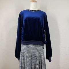 美品【ビームスハート】スウェット　青　ブルー　ストレッチ リボン 短丈 ベロア Y2K　フェアリーグランジ　バレエコア　森ガール