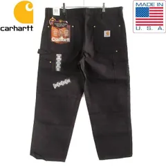 新品 00s USA製 carhartt B01 BLK ダック ダブルニー ペインターパンツ 黒 42×30 カーハート アメリカ製 デッドストック D150-25-0018ZV