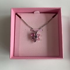 Swarovski Gema ペンダント レディース ピンク 花モチーフ シルバー 箱付き 美品