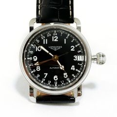 美品 LONGINES ロンジン メンズ ヘリテージ アヴィゲーション オーバーサイズ 腕時計 L2.778.4.53.2 復刻モデル 革ベルト 黒文字盤 自動巻き ステンレス 時計 メンズ【中古】