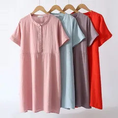 1半袖マシュマロルームワンピース ダブルガーゼパジャマ レディース 綿100 寝間着 コットン