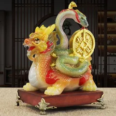 麒麟 龍 竜 蛇 ヘビ 干支 干支飾り 置物  優雅 伝統的 運 金運 健康運 出世運 家庭運 家内安全 インテリア 玄関 リビング 贈り物 プレ魔除け オフィス 飾品 幸運
