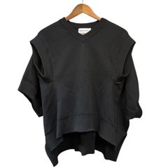 美品 ヘイヴ ペタルニット 半袖 リブニット トップス F ブラック