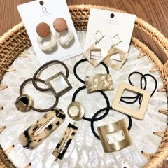 【10点】ベージュヘアアクセサリーまとめ売り新品べっこうゴールド韓国ファッション