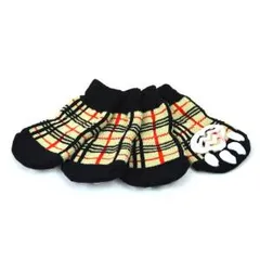 【新品・4営業日で発送】アライブ ペットソックス4足セット Sチェックベージュ