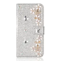 OYIME iphone 13 / iphone 14 ケース 手帳型 おしゃれ お花 蝶々 デザイン かわいい きらきら デコ 女子 女性向け きれい 優雅 カバー 横開き マグネット カード収納 耐衝撃 滑り防止 スマホケース ハンドメイド アィフォン 1