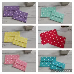ポケットティッシュカバー　ケース　ポケット付き　ドット　ペア　ポップカラー