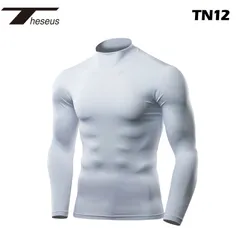 【 THESEUS 】 テセウス  TN12 ホワイト メンズ シャツ インナー 長袖 コンプレッションウェア スポーツ ジム ジョギング ランニング サッカー ウェア ゴルフ スーツ 下着 春 夏 秋 冬 ハイネック 冷感 速乾 軽量 伸縮性