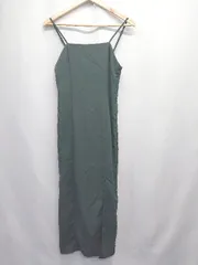 ◇ ⊂ SpRay スプレイ スリット ロング丈 キャミソール ワンピース サイズ表記なし ダークグリーン レディース E  【1506180013315】