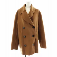 マックスマーラ MAX MARA ピーコート Pコート ショート丈 ダブルフェイス ウール シルク 絹 46 XL 茶 ブラウン /AN8のサムネイル