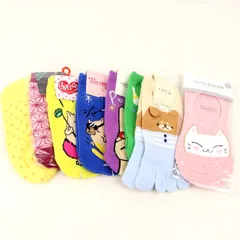 靴下 8点セット 未使用 5本指 キャラクター他 まとめて 大量 ソックス レディース 【中古】