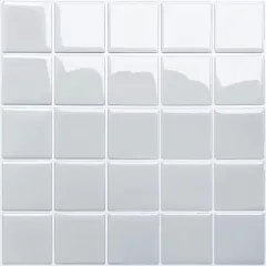 【即納】MORCART タイルシール キッチン 耐熱 防水 洗面所 トイレ DIY 家具やアイテムの装飾 タイルシート 壁紙シール 3D リメイクシート (25x25cm 4枚 ライトグレー)
