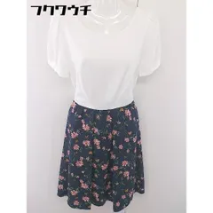 ◇ ◎ Rew de Rew ルゥデルゥ タグ付 定価 1.4万円 切替 半袖 膝丈 ワンピース サイズM ホワイト ネイビー レディース  【中古】 【1201140003824】
