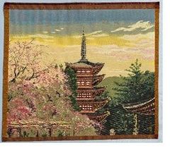 ジャガード織マット　No.7　五重塔　３０ｃｍｘ２７ｃｍ